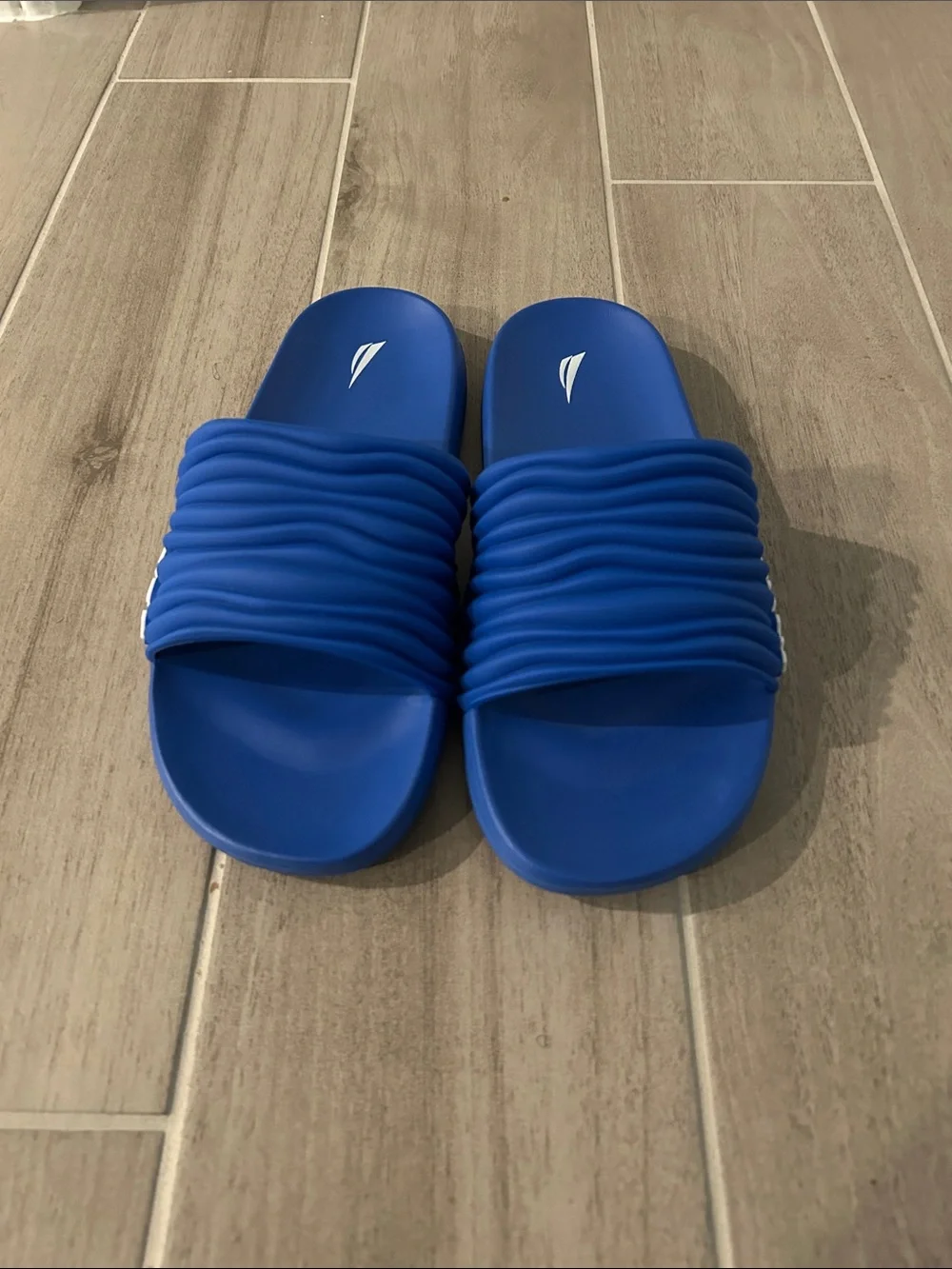 Nautica Blue Ribbed Slide Sandals